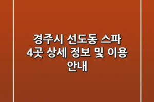 경주시 선도동 스파 4곳: 상세 정보 및 이용 안내