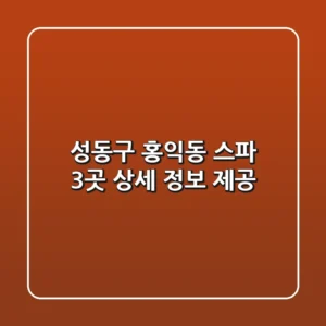 성동구 홍익동 스파 3곳 상세 정보 제공