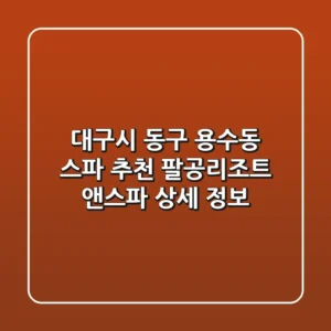 대구시 동구 용수동 스파 추천: 팔공리조트 앤스파 상세 정보