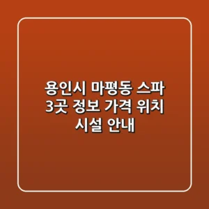 용인시 마평동 스파 3곳 정보 - 가격, 위치, 시설 안내