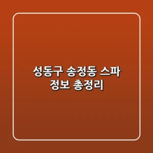 성동구 송정동 스파 정보 총정리