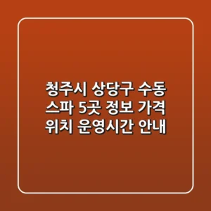 청주시 상당구 수동 스파 5곳 정보 - 가격, 위치, 운영시간 안내