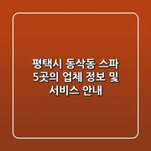 평택시 동삭동 스파: 5곳의 업체 정보 및 서비스 안내