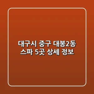 대구시 중구 대봉2동 스파 5곳 상세 정보