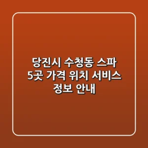당진시 수청동 스파 5곳: 가격, 위치, 서비스 정보 안내