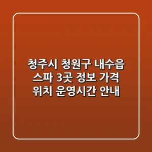 청주시 청원구 내수읍 스파 3곳 정보 - 가격, 위치, 운영시간 안내