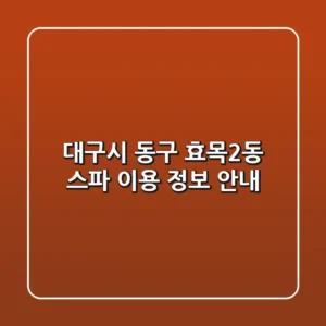 대구시 동구 효목2동 스파 이용 정보 안내
