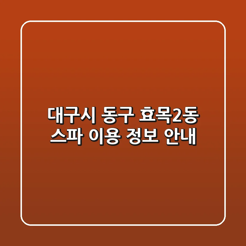 대구시 동구 효목2동 스파 이용 정보 안내