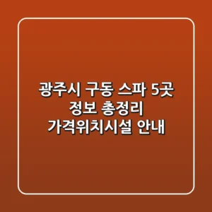 광주시 구동 스파 5곳 정보 총정리 - 가격/위치/시설 안내