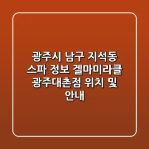광주시 남구 지석동 스파 정보 - 겔마미라클 광주대촌점 위치 및 안내