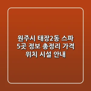 원주시 태장2동 스파 5곳 정보 총정리 - 가격, 위치, 시설 안내