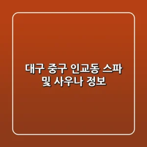 대구 중구 인교동 스파 및 사우나 정보