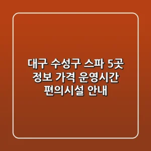 대구 수성구 스파 5곳 정보 - 가격, 운영시간, 편의시설 안내