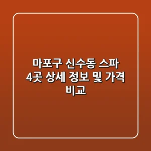 마포구 신수동 스파 4곳 상세 정보 및 가격 비교