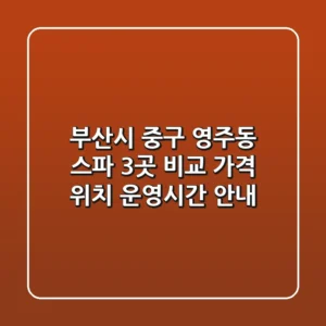 부산시 중구 영주동 스파 3곳 비교: 가격, 위치, 운영시간 안내