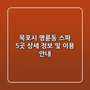 목포시 명륜동 스파: 5곳 상세 정보 및 이용 안내