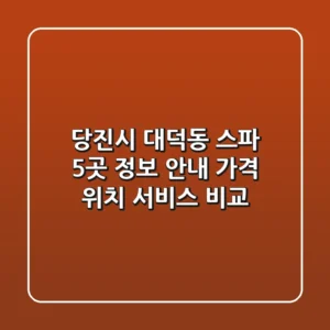 당진시 대덕동 스파 5곳 정보 안내: 가격, 위치, 서비스 비교