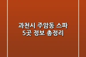 과천시 주암동 스파 5곳 정보 총정리