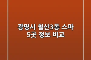 광명시 철산3동 스파 5곳 정보 비교