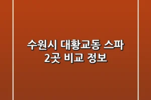 수원시 대황교동 스파 2곳 비교 정보