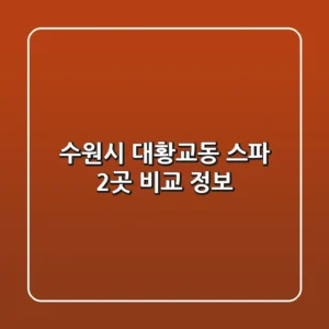 수원시 대황교동 스파 2곳 비교 정보