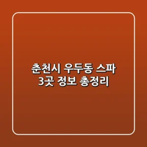 춘천시 우두동 스파 3곳 정보 총정리