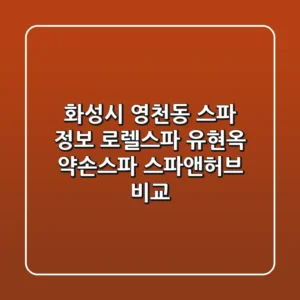 화성시 영천동 스파 정보: 로렐스파, 유현옥 약손스파, 스파앤허브 비교