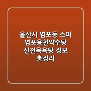 울산시 염포동 스파: 염포용천약수탕 & 신전목욕탕 정보 총정리
