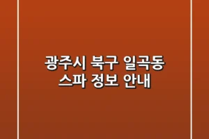 광주시 북구 일곡동 스파 정보 안내