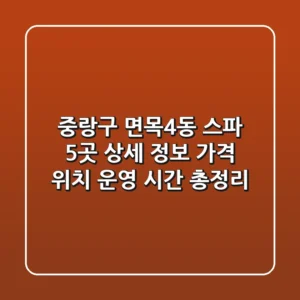 중랑구 면목4동 스파 5곳 상세 정보 - 가격, 위치, 운영 시간 총정리