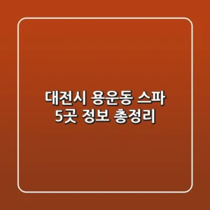 대전시 용운동 스파 5곳 정보 총정리