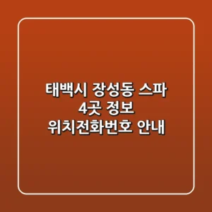 태백시 장성동 스파 4곳 정보 - 위치/전화번호 안내