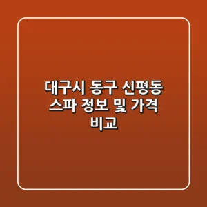 대구시 동구 신평동 스파 정보 및 가격 비교