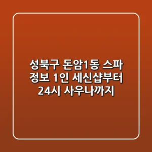 성북구 돈암1동 스파 정보: 1인 세신샵부터 24시 사우나까지