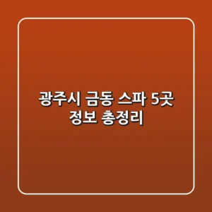 광주시 금동 스파 5곳 정보 총정리