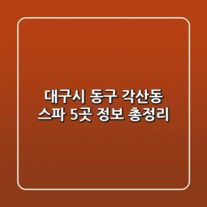 대구시 동구 각산동 스파 5곳 정보 총정리