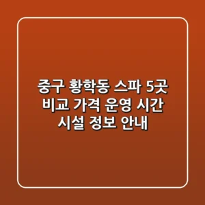 중구 황학동 스파 5곳 비교: 가격, 운영 시간, 시설 정보 안내