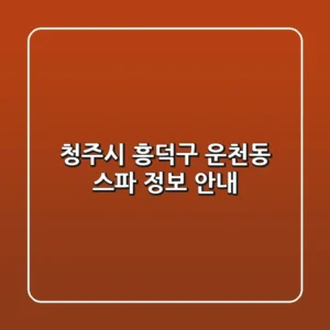 청주시 흥덕구 운천동 스파 정보 안내