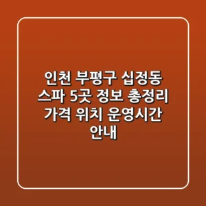 인천 부평구 십정동 스파 5곳 정보 총정리 - 가격, 위치, 운영시간 안내