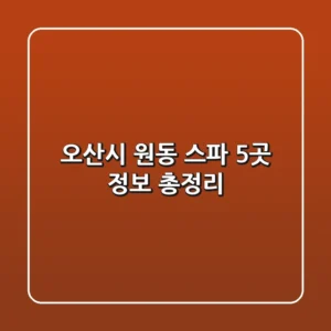 오산시 원동 스파 5곳 정보 총정리