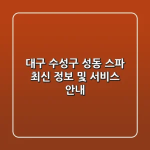대구 수성구 성동 스파 최신 정보 및 서비스 안내