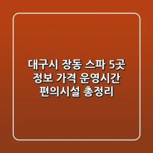 대구시 장동 스파 5곳 정보: 가격, 운영시간, 편의시설 총정리