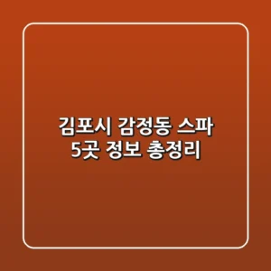 김포시 감정동 스파 5곳 정보 총정리
