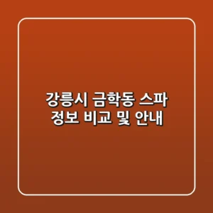 강릉시 금학동 스파 정보 비교 및 안내
