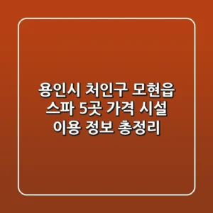 용인시 처인구 모현읍 스파 5곳: 가격, 시설, 이용 정보 총정리