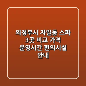 의정부시 자일동 스파 3곳 비교 - 가격, 운영시간, 편의시설 안내