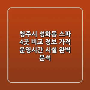 청주시 성화동 스파 4곳 비교 정보 - 가격, 운영시간, 시설 완벽 분석