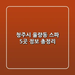 청주시 율량동 스파 5곳 정보 총정리