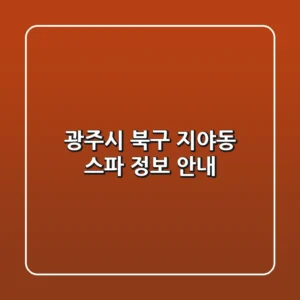 광주시 북구 지야동 스파 정보 안내