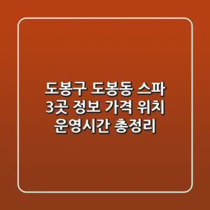 도봉구 도봉동 스파 3곳 정보 - 가격, 위치, 운영시간 총정리